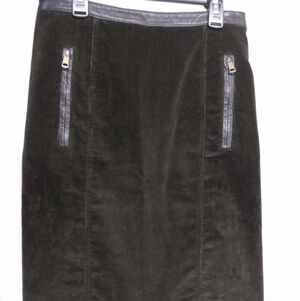 Burberry Brit Corduroy Leather Trim Skirt, sz USA 6, pre-owned